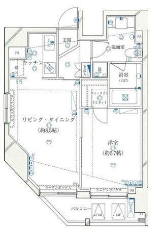 亀戸駅 徒歩5分 13階の物件間取画像